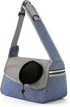 Blue Cat Crossbody Carrier, Waterproof Breathable Mesh Pet Shoulder Bag with Hard Support Bottom & Large Opening, Portable Outdoor Travel Pet Carrier for Cats Small Dogs