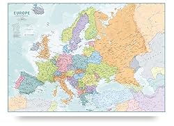 Maps International Mapa de pared de Europa para ni...: Póster educativo con mapa de Europa: este mapa de Europa con capitales mide 59 cm de ancho x 42 cm de alto con una escala de 1:60 m, lo que lo convierte en un complemento llamativo para cualquier habitación. Póster de mapa educativo, actualizado en 2...