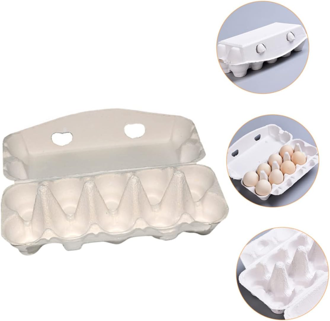Zerodeko Egg Storage Cartons 10pcs/box Large Chicken Egg Holders White Reusable