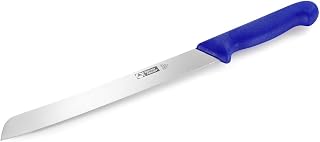 thermohauser Brotmesser (Stahl rostfrei), einseitig geschliffen, blauer Kunststoffgriff, Klinge 24 cm