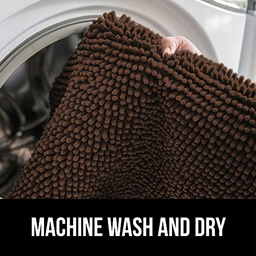 Image of Gorilla Grip Bath Rug 70x24, Thick Soft Absorbent Chenille, Rubber Backing Quick Dry Microfiber Mats, Machine Washable Rugs for Shower Floor, Bathroom Runner Bathmat Accessories Decor, Brown