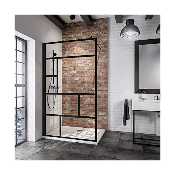 Schulte D369106 68 1660 Duschwand Alexa Style 2.0 Walk In Black Style, 90 x 200 cm, 6 mm Sicherheitsglas Dekor Atelier 1… – Bild 3