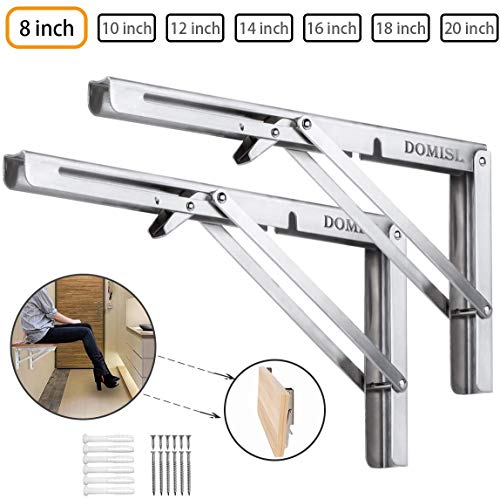 Preisvergleich Produktbild DMSL 200 mm Klappkonsole schwerlast edelstahl klappkonsole tisch klappkonsole schwarz klappscharnier klappwinkelplatzsparend klappbares Regal, maximale Tragfähigkeit 50kg / 110lb, [2er-PACK]