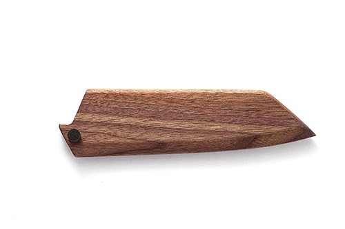 Miniatura 3 de Aibote Funda magnética hecha a mano para cuchillos de chef Kiritsuke de madera de nogal negro natural, funda protectora de madera (entrada de bisel,