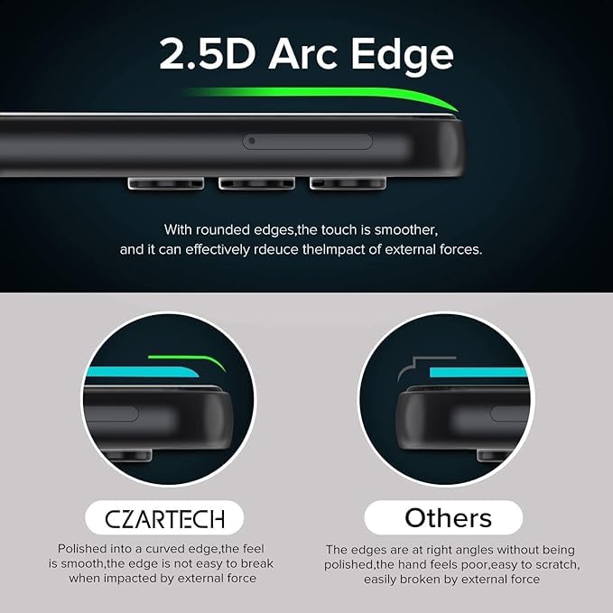 Image of Czartech Tempered Glass for Xiaomi Redmi Note 12 5G, Redmi Note 12 4G, Redmi Note 12R Pro, XM Poco X5 (2023) Screen Protector Edge to Edge Coverage with Easy Installation Kit