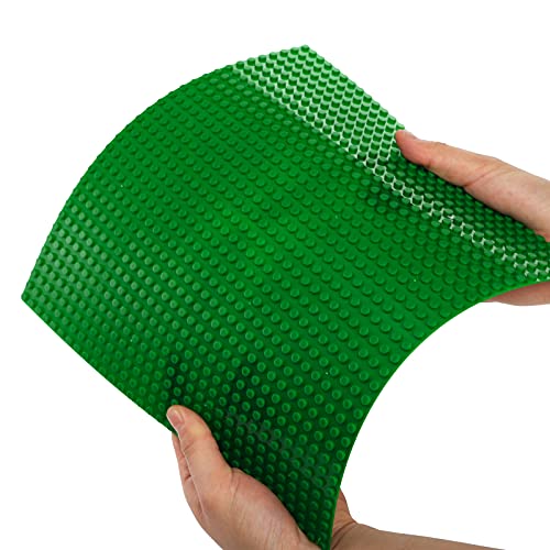 Image of ZEAYEA 12 Pack Classic Baseplates, Building Base Plates Compatible with Most Standard Building Bricks, 10 inch x 10 inch Stackable Bases, Green