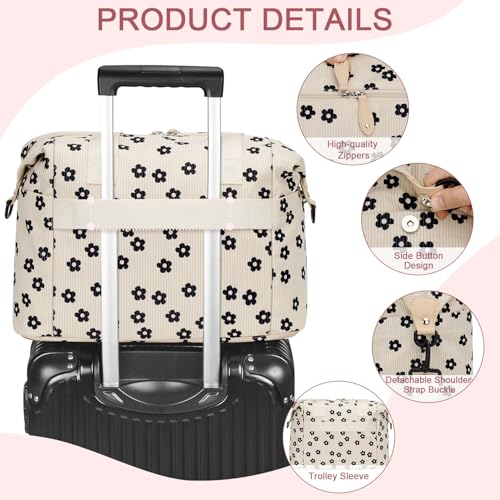 Image of Pritent Diaper Bag Tote - Diaper Baby Bags with Pacifier Case, Shoulder Straps, Stroller Clips, Waterproof Large Mommy Maternity Travel Baby Bag for Mom and Dad, Black flower, Medium