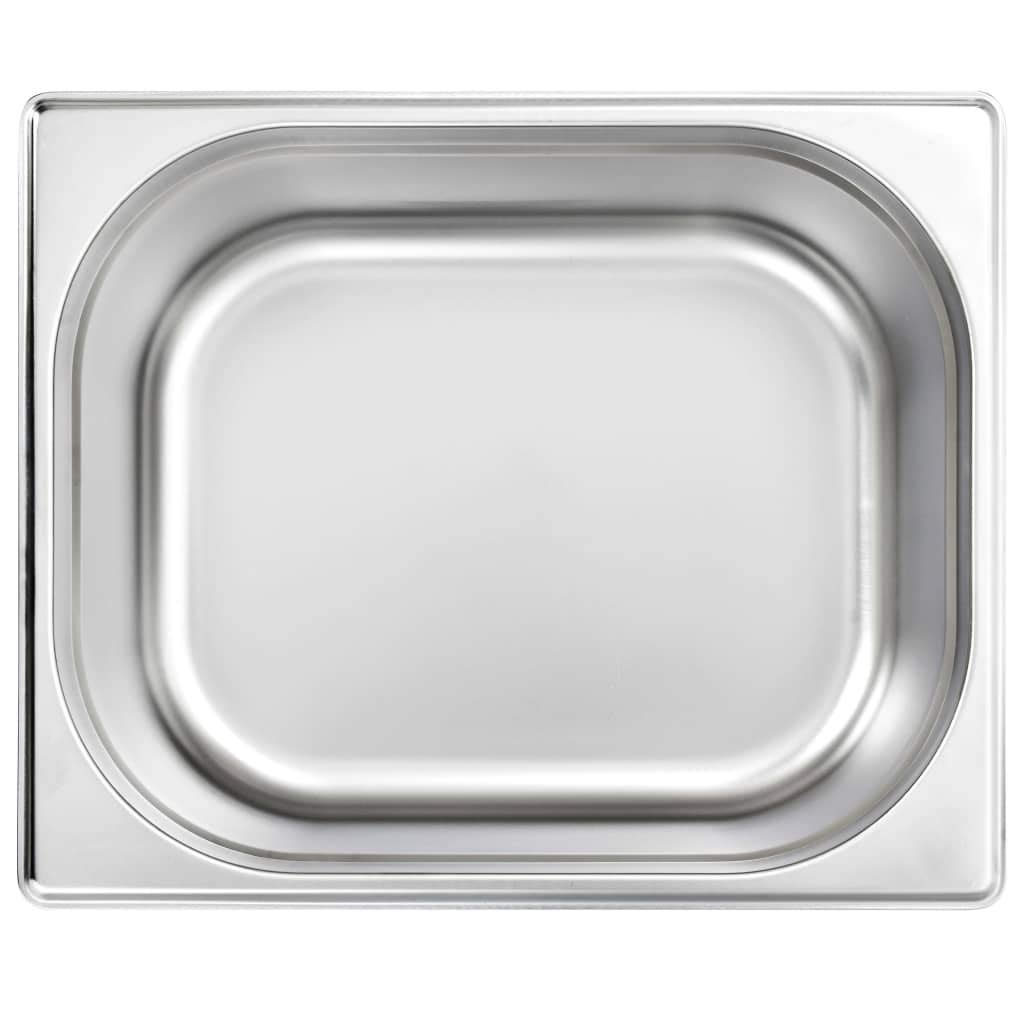 Juego de 2 recipientes Gastronorm, GN 1/2, 150 mm, acero inoxidable, para mantener el calor en el mostrador, buffet, catering, 325 x 265 x 150 mm, máx. 9,5 L