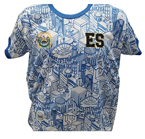 Camisa Seleccion De El Salvador, El País Que Te Vío Nacer, Diseño Con Graficos Monumentos Importantes De Tu Pais (Blanco Grafico, X-Large) #TOP14