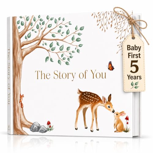Image of Baby Memory Book for Boy or Girl - First 5 Year Keepsake Album from Pregnancy to Age Five - Baby Book to Record Baby's Milestones and Photos - 1st Gender Neutral Photo Books for Newborn Babies