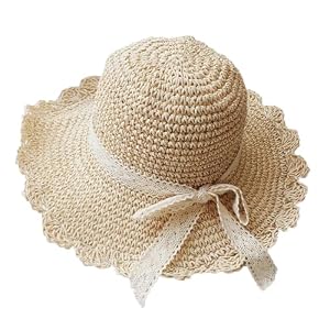 Summer Beach Sun Straw Hats for Women Wide Brim Packable Travel Bucket Hats UPF 50+