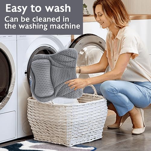 UCAMP Badewannenkissen,Badekissen als Nacken & Nackenkissen Badewanne,mit 4D-Air-Mesh-Technologie und 6 Saugnäpfen,inkl Schwarzer Augenmaske,Perfekt für Home Spa,Entspannung