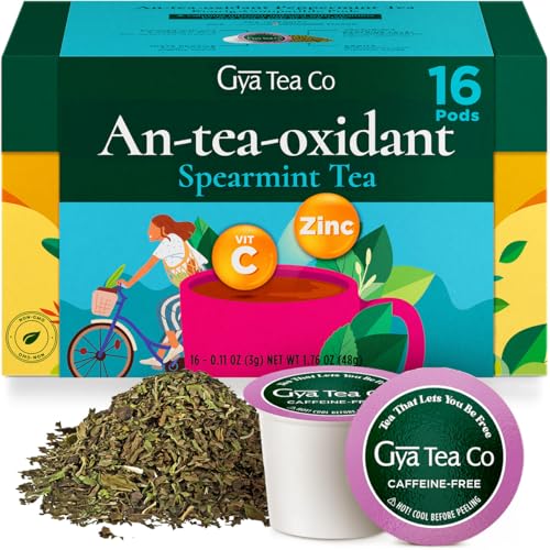 Image of Gya Tea Co Spearmint Tea Gift Set (16 Count) - Decaf Tea Pod for Lovers Get Well Gifts - Manually Harvested - Enjoy Hot or Iced