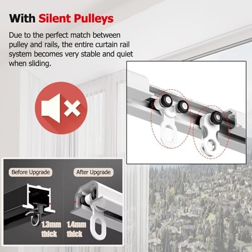 Extra Long Straight Ceiling Track Rail Set, Modern Room Divider System, Aluminum Privacy Partition with Silent Pulleys, Ideal for Living Room, Bedroom, Office (Black)