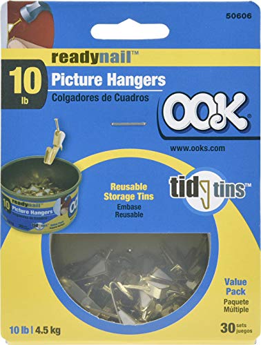 Ook 50606 Readynail Picture Hangers, Reusable Art Hooks, Brass, 10Lbs (30 Set) #TOP2