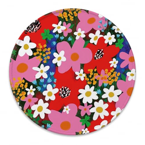 Tapis de souris rond antidérapant tissu lavable ordinateur 20cm