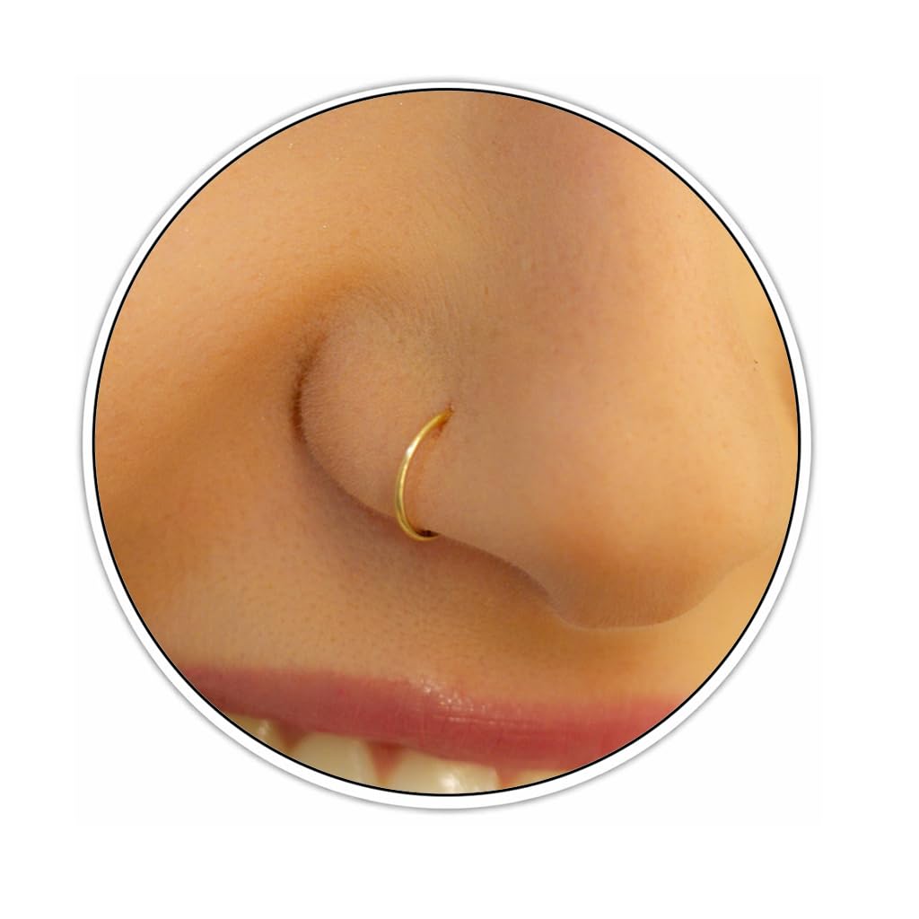 Goldener Fake Nasenring – Dünner Kleiner Winziger 24-Gauge 7mm Fake Nose Ring – 14K Gold Filled Clip-On Nassenpiercing für Frauen – Kein Piercing erforderlich – Geschenkbereit