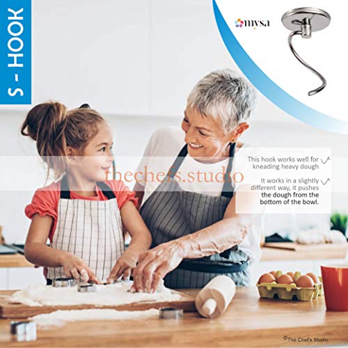 Image of MYSA SM-1516 Stand Mixer Food Mixer Tilt Head Heavy Duty Die Cast Aluminium Body, 5.5 Litres SS Bowl, 6 Speed with 1400 W Power for Baking and Cooking, Dough Hook, Wire Whisk and Beater, White