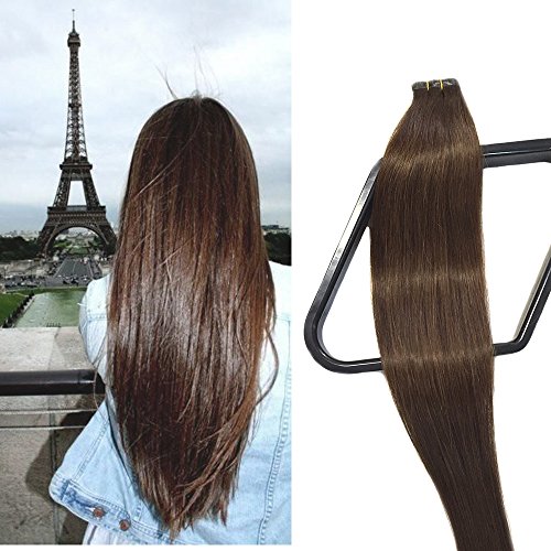 Tape In Human Hair Extensions Silky Straight Skin Weft Human Remy Hair (18 inches, 4)