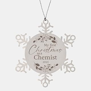 My First Christmas as Chemist 2023 Snowflake Ornament, Gifts for New Job Graduation Chemical Engineer Analytical Cosmetic Forensic Medicinal Pharmaceutical Phd Research Industrial