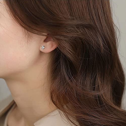 Titanium Surgical Steel Cubic Zirconia Screw Back Stud Earrings for Women Men Multipack Small Dainty Simulated Diamond CZ Studs Earring Set Hypoallergenic for Sensitive Ears Lobe Cartilage Helix3