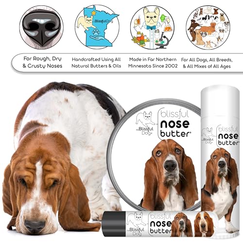 Image of The Blissful Dog Basset Hound Nose Butter for Dry, Cracked Skin, Lick-Safe Dog Nose Balm with Moisturizing Shea Butter, Almond, Olive, and Essential Oils, Pet Supplies, Uncented, 4 oz.