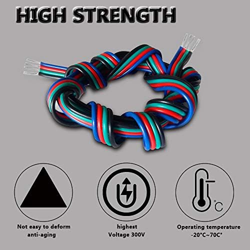 AOTOINK RGB Electrical Wire, 20M 4 pin 22 Gauge LED Extension Cable, 22 AWG RGB Wire for LED Strip RGB 5050 3528 2835