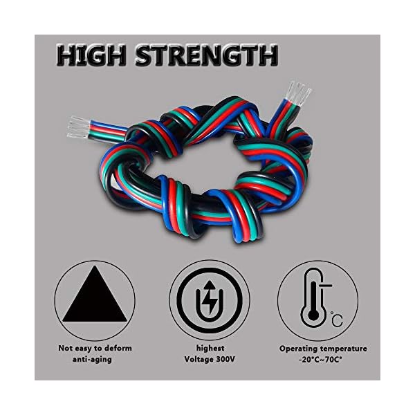 AOTOINK 15M RGB Verlängerungskabel 4 Polig Kabel 4x0.32mm² für SMD 5050 3528 2835 RGB LED Streifen – Bild 9