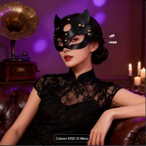 Generico Maschera gatto nera giochi di coppia e carnevale, pacco anonimo