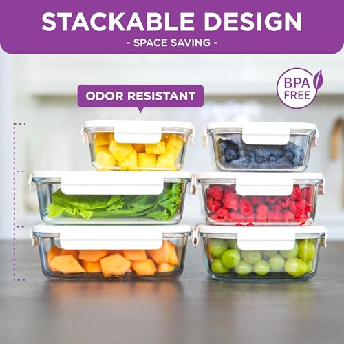 Image of HOLDN' STORAGE Vacuum Food Storage Containers, Set of 6 Glass Containers Mix & Electronic Pump - Keep Food Fresh Longer, BPA-Free Glass, Leak-Proof, Ideal for Meal Prep, Marinating