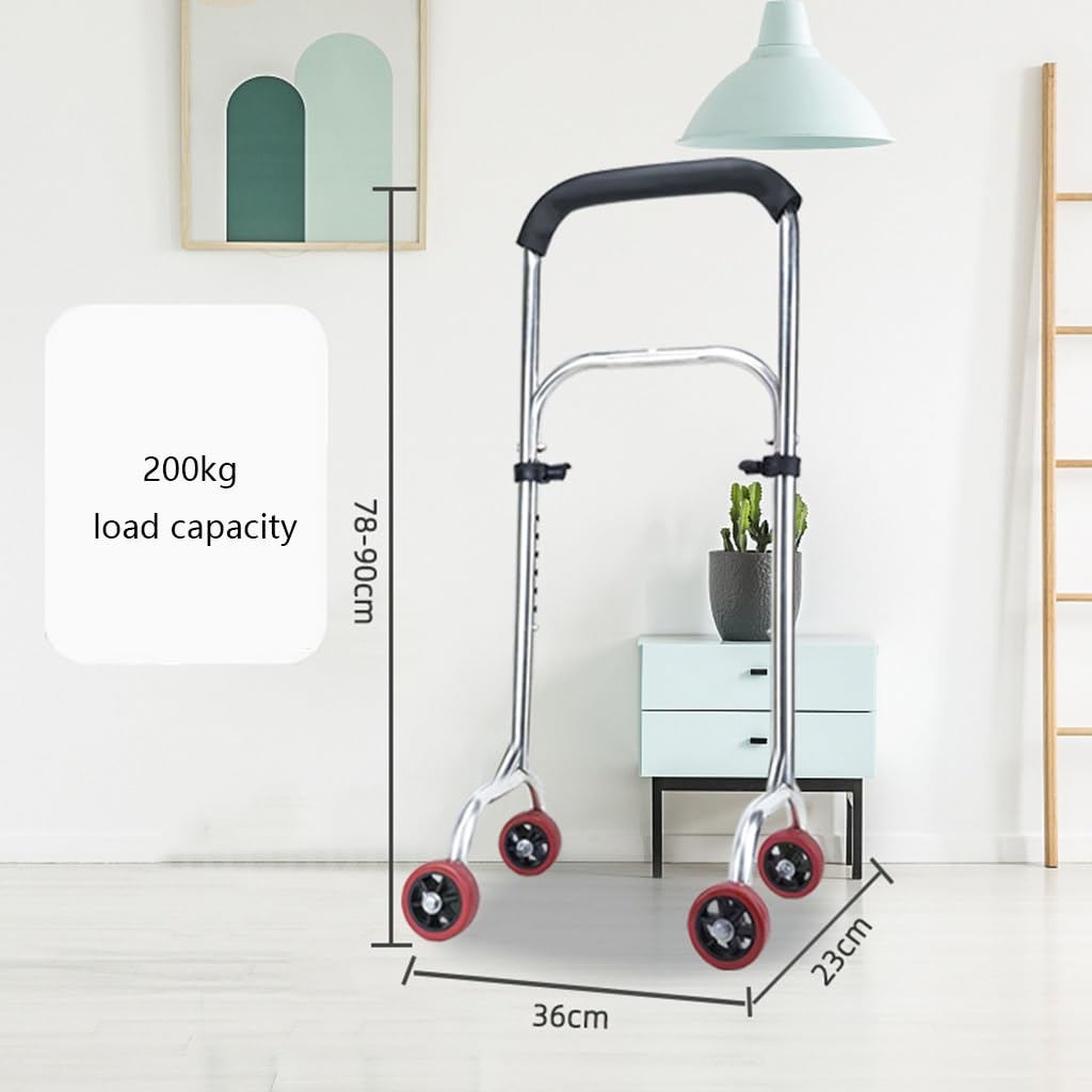Asistente de Soporte para Silla para Personas Mayores, bastón para Caminar con 4 Ruedas, bastón Ajustable Que lo Mantiene en Movimiento (Silver 36 * 78)