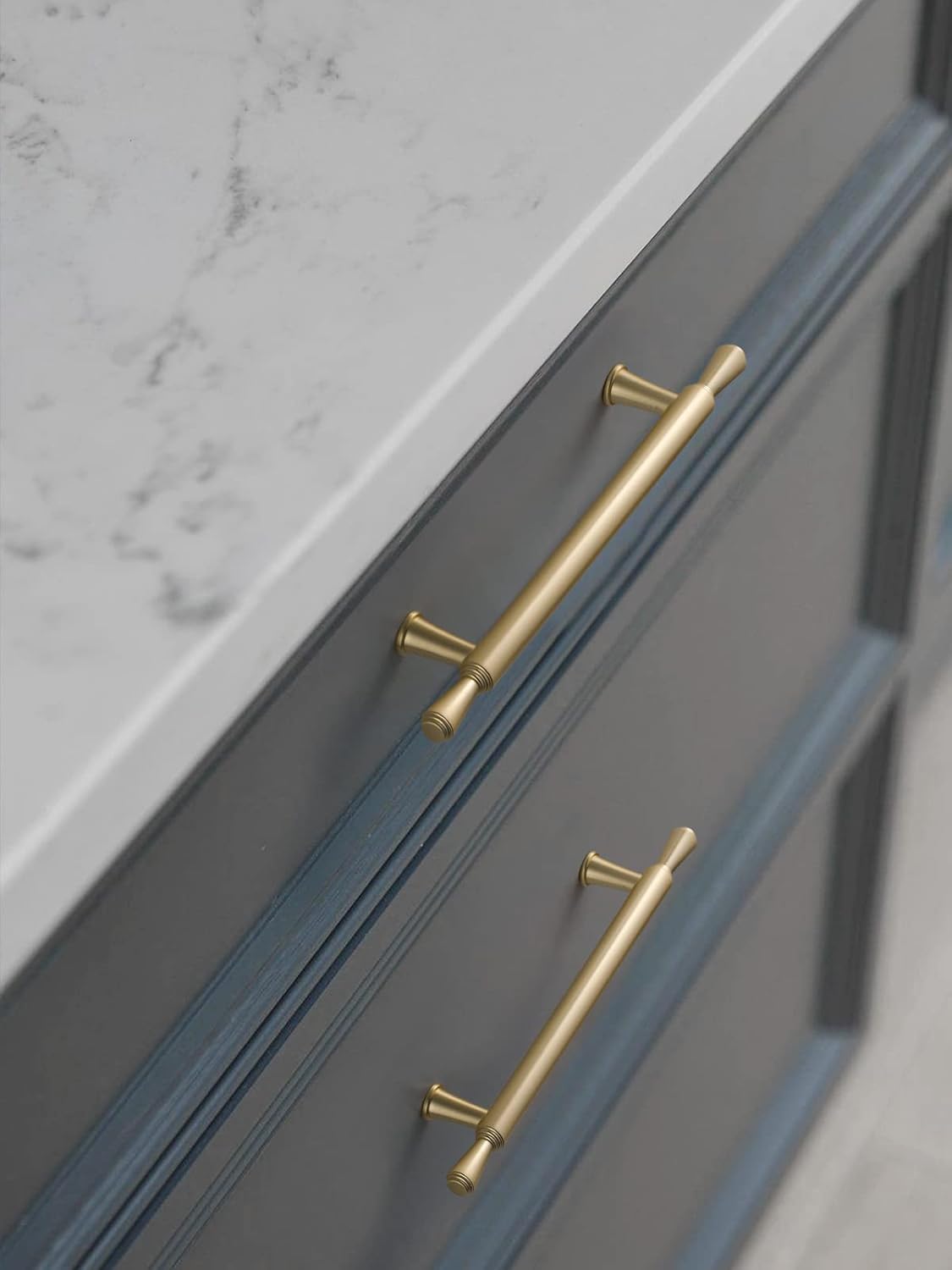 5-Pack Brushed Brass Cabinet Pulls 5"(128mm) Brass Drawer Pulls Kitchen Cupboard Bathroom Dresser Cabinet Hardware Handles Zinc Alloy