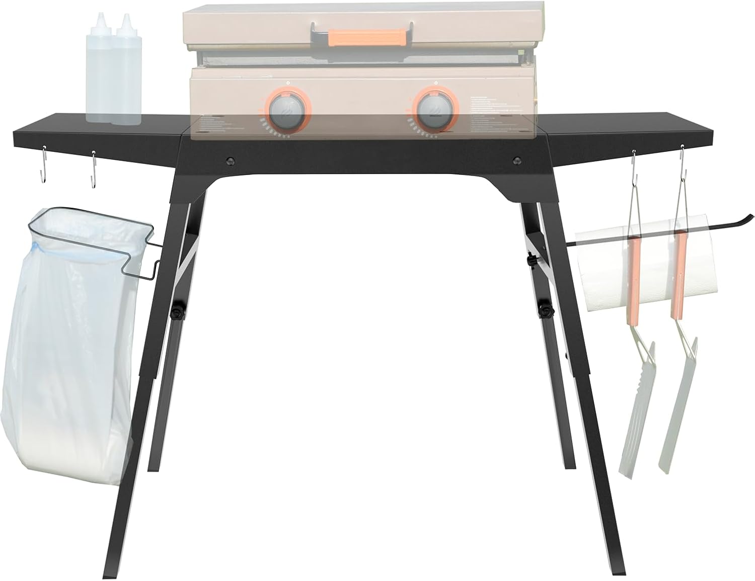 Blackstone Soporte para 17 pulgadas/22 pulgadas con patas plegables, soporte de mesa portátil ajustable Blackstone con 2 mesas laterales para