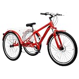 MOPHOTO Mountain Tricycle for Adults, 3 Wheeled 7-Speed Mountain Tricycle 24 inch 26 inch Men's Women's Tricycles Cruiser Bike Featuring Disc Brakes, Cargo Basket