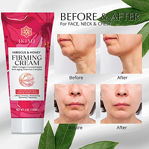 Hibiscus And Honey Firming Cream, Neck Firming Cream, Skin Tightening Cream For Face & Body, Skin Firming And Tightening Lotion, Face Tightening And Lifting Cream With Collagen, Hibiscus Extract, Honey, Jojoba Oil, 4 Oz 120 Ml #TOP5