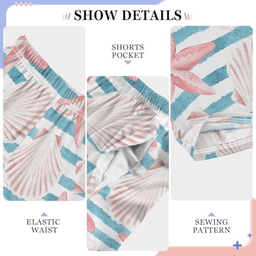 ZZKKO Seashells Starfish Striped Boys Pants for Kids Jogger Pants with Pockets S-XL4