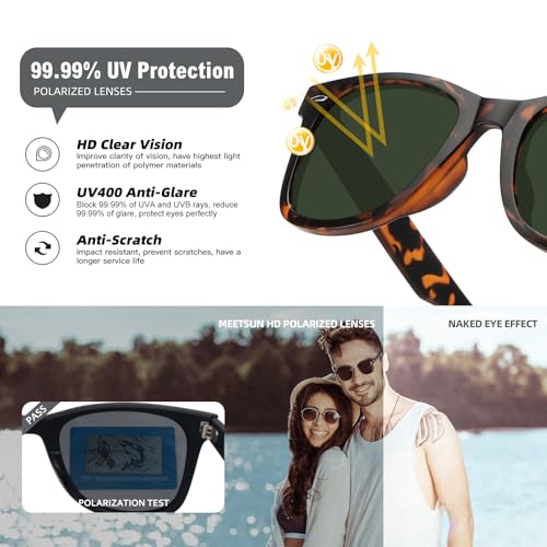 Image of MEETSUN Polarized Sunglasses for Women Men Classic Retro Square Frame Driving Sun Glasses UV Protection