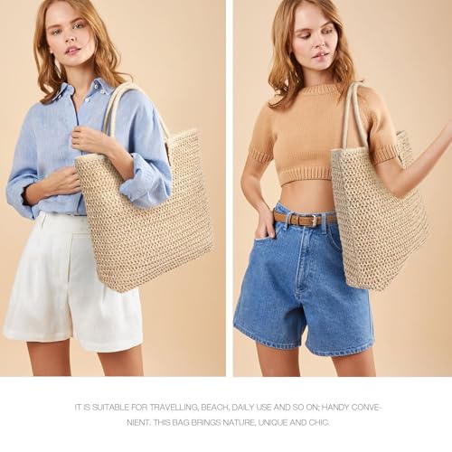 Image of Hommtina Straw Beach Bag - Womens Crossbody Shoulder Vacation Purse for Summer