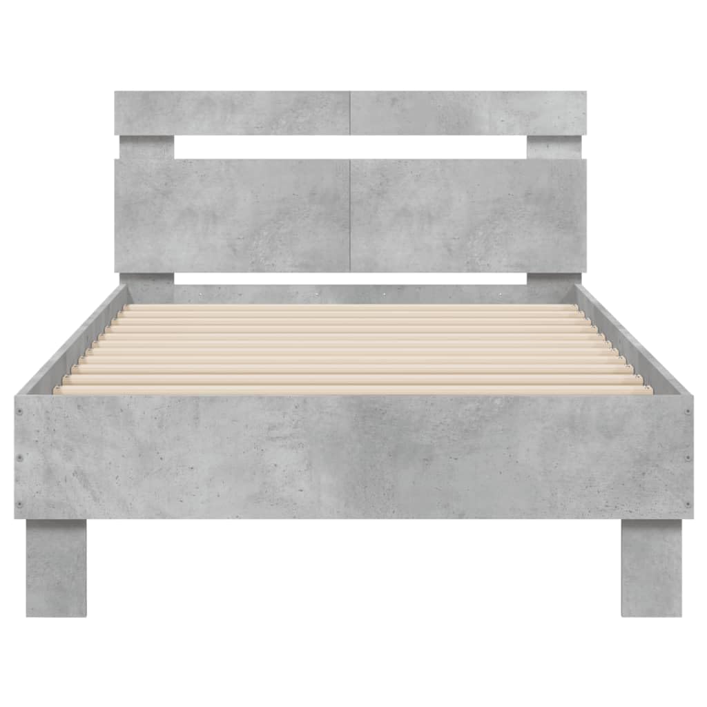 IKAYAA Giroletto Singolo 100x200 con LED Struttura Letto Letto Singolo Rete Letto Singolo Struttura Letto a Doghe in Legno-Grigio cemento-100 x 200 cm