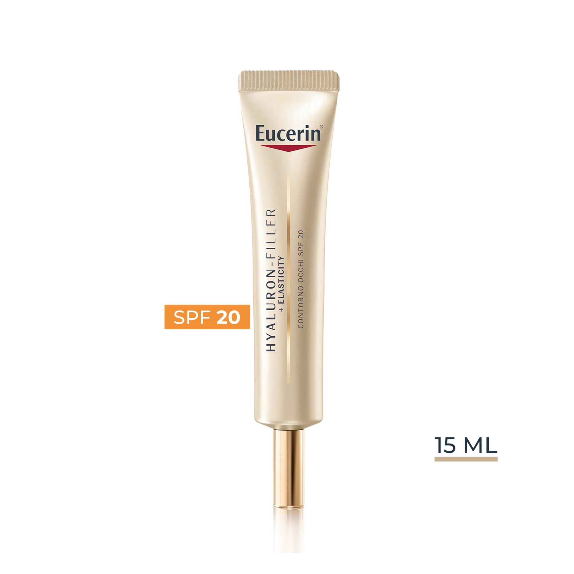 Eucerin Hyaluron-Filler + Elasticity Contorno Occhi SPF 20 15ml, Crema contorno occhi antirughe e crema occhiaie 2in1, Formula con Acido Ialuronico per tutti i tipi di pelle