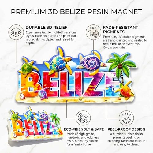 Imán Decorativo de Resina 3D Tortuga Belize 3.94 x 1.97 pulg miniatura 4