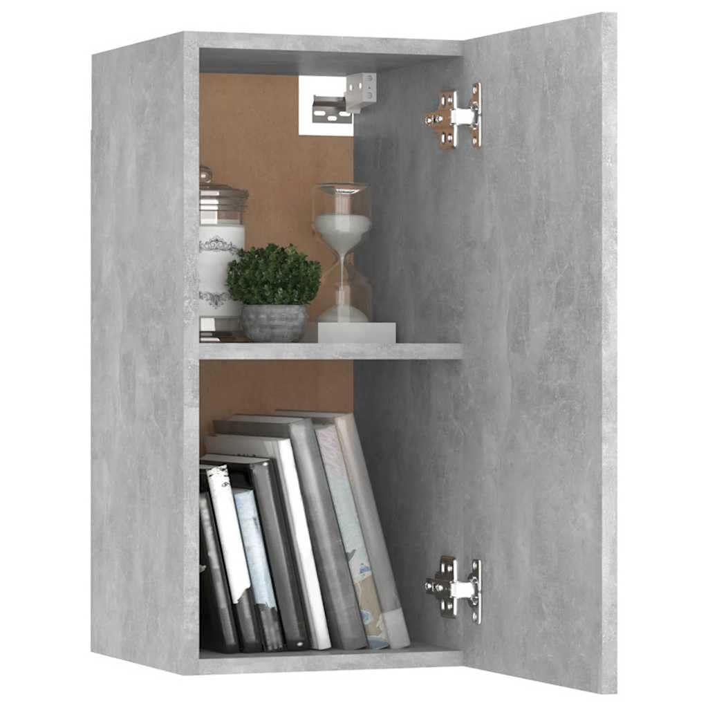 7-TLG. TV-Schrank-Set Betongrau, Holzwerkstoff, Hängend, Modernes Media-Center für Wohnzimmer, Schlafzimmer, Stauraum