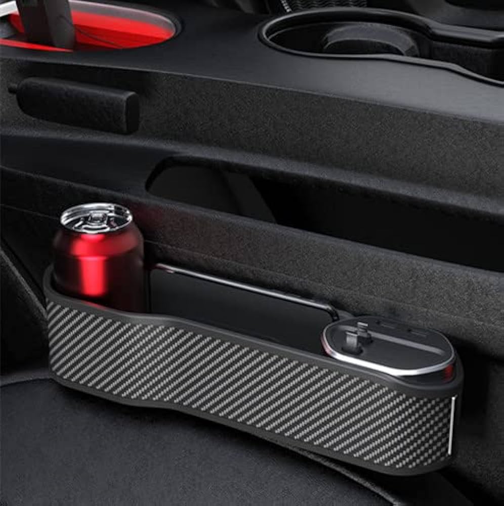 Tumecos Car Seat Gap Organizer Storage Box Car Seat Organizer Multifunctional with Small Cup Holder Car Seat Gap Filler Organizer Between Front seat with 2 USB(BLACK) : Buy Online at Best Price