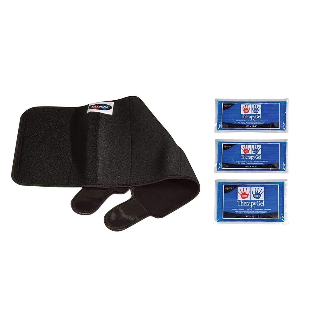 Caldera Knee Ice Pack Wrap Made in USA Large - Reusable Hot & Cold Therapy Gel After Surgery Injury Adjustable Compression Strap Breathable Sleeve Ice Pack for Knee Pain Relief Leg Arm Groin