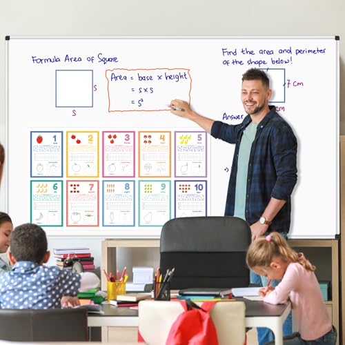 Image of XBoard Magnetic Dry Erase Board 96 x 48 Inches Wall-Mounted, 4'x8' Presentation Whiteboard with Marker Tray, Aluminum Frame White Board for School Office