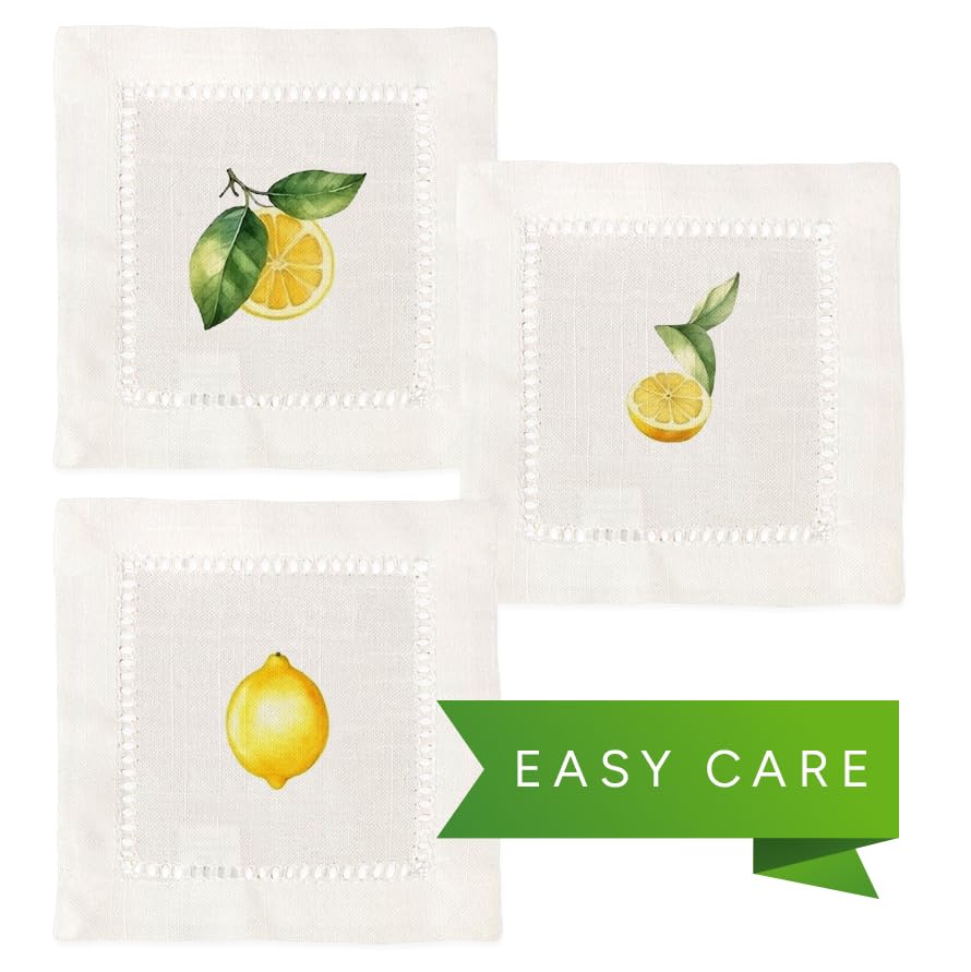 Jolitee Decorative Hemstitch Cocktail Napkins, 6