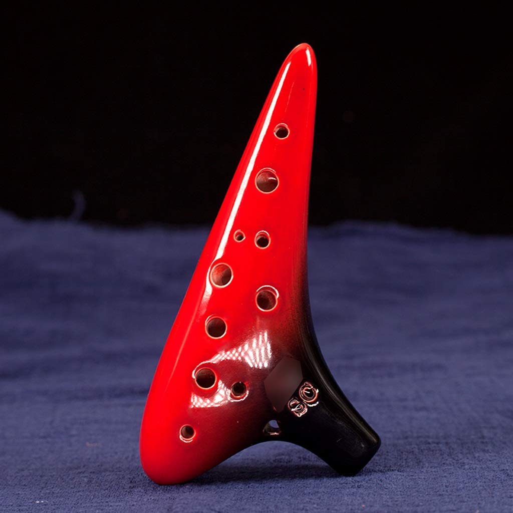 ocarina, Ocarina in argilla smaltata rossa e nera a 12 fori con tonalità Do acuto