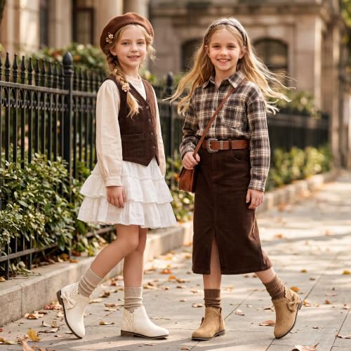 Image of Dufannie Girls Ankle Boots Girls Booties Toddler Little Big Kids Fall Boot