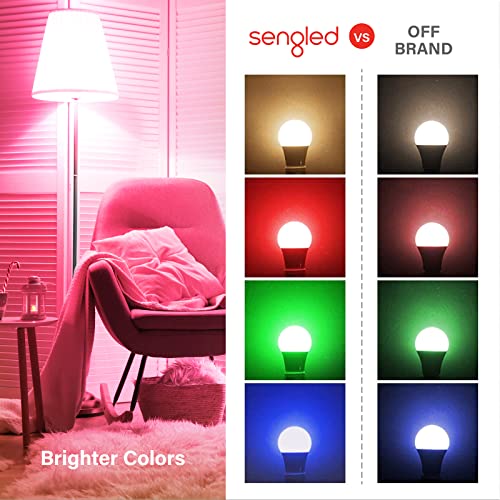Image of Sengled Alexa Light Bulb, 100 Watt Equivalent Bluetooth Mesh Color Changing Light Bulb, Smart Bulbs that Work with Alexa Only, Dimmable A19 E26 RGB Light Bulbs 1500LM, CRI>90, No Hub Required, 4 Pack