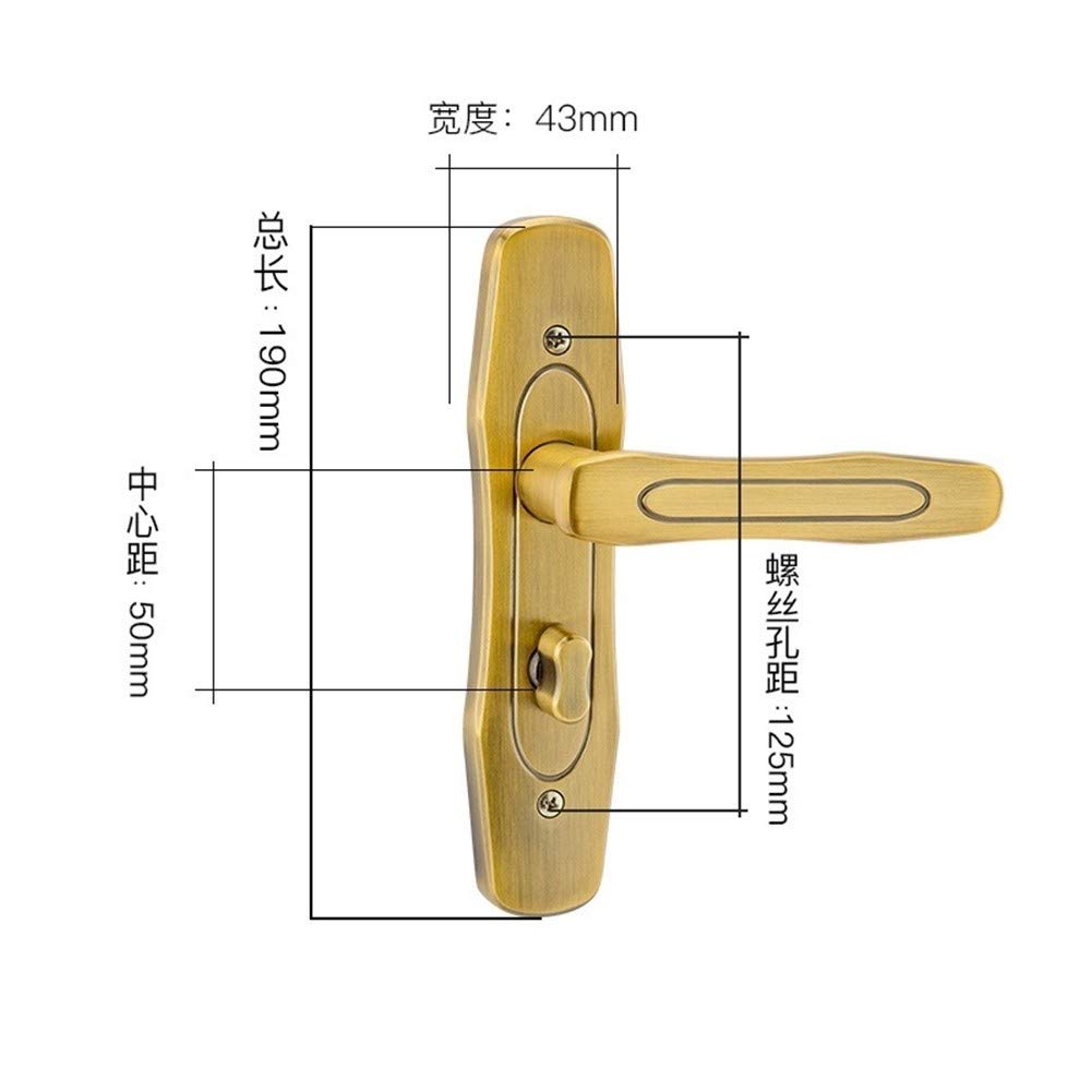 Zamki do drzwi Blokada drzwi WC Łazienka Łazienka Uchwyt Drzwi Blokada Pojedynczy Języka 125mm Otwór Dystans Lock Keyless Łazienka Blokada drzwi (Size : 50mm)